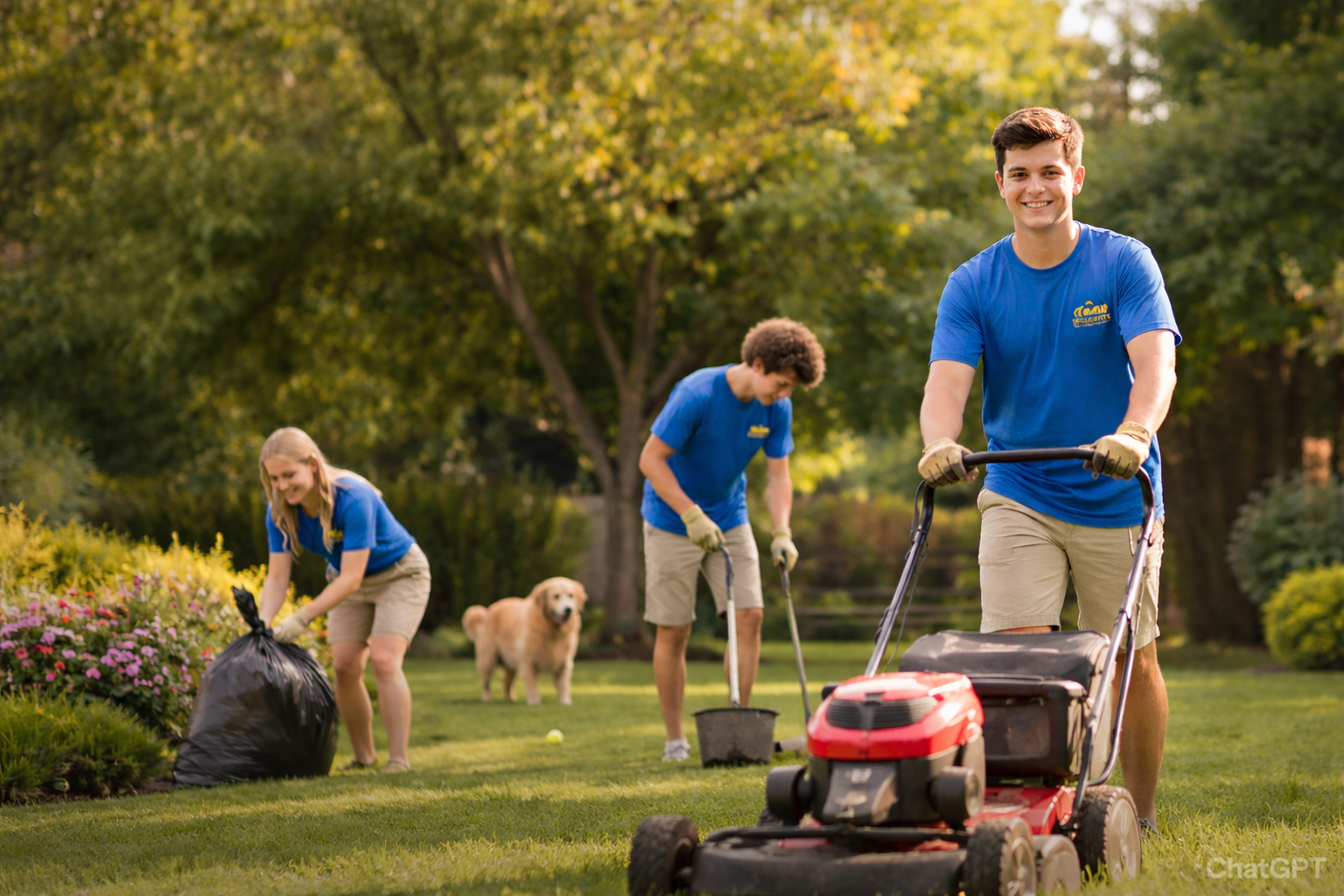 Yardigans team working in a residential yard